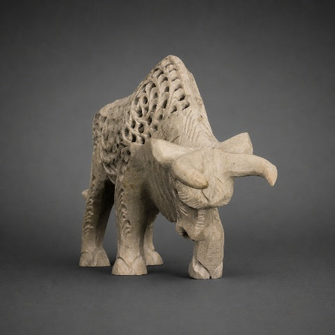 Soapstone Bull with Baby Calf