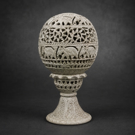 Soapstone Candle & Light Ball Stand