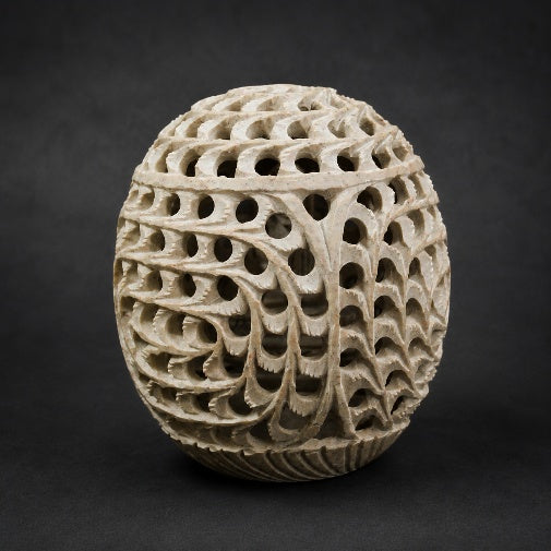 Soapstone Egg with Undercut Buddha