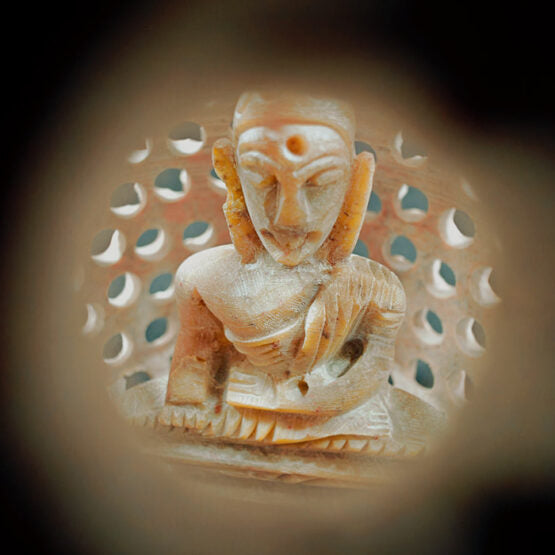 Soapstone Egg with Undercut Buddha